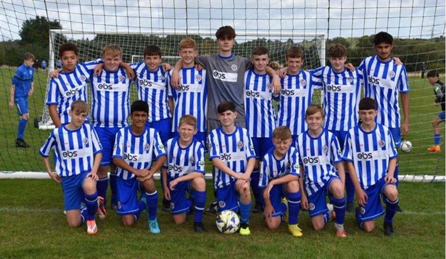 Sutton Coldfield Town Juniors U15 Royals in new EBS sponsored shirts