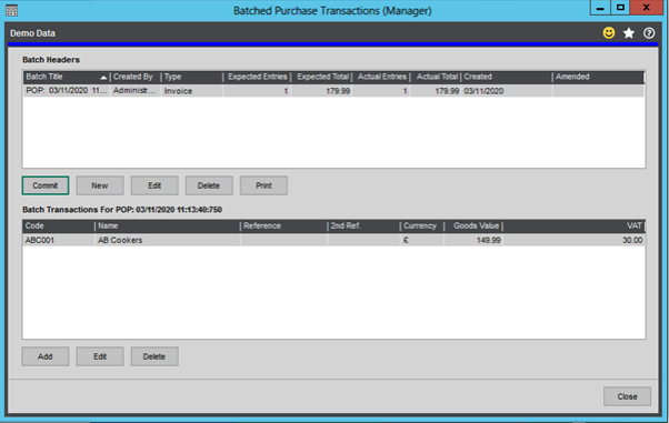 Batched Purchased Transaction Manager